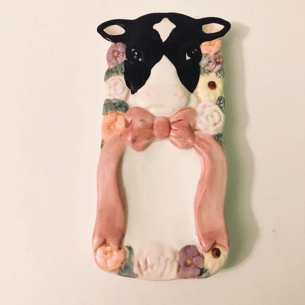 1996 Karen Bell Sweet Bessies Bouquet Cow Flowers Wall Hanging Giftcraft